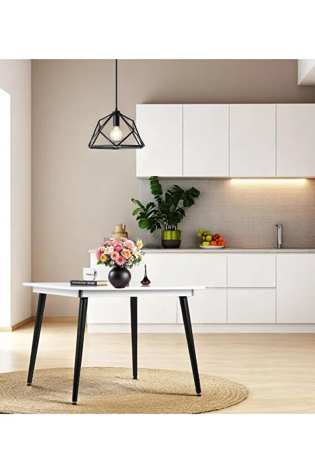 Mutfak Masası / Yemek Masası / Kare Masa/ Flora Bistro 90x90 Cm (BEYAZ)